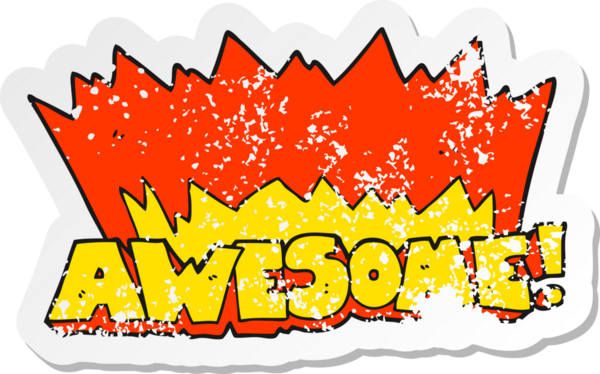 Bir insan tarafından çizilmiş harika bir çizgi film sembolünün gerilimli retro yapıştırması.