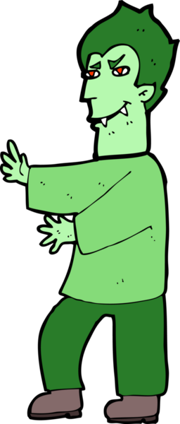 Bir insan tarafından çizilmiş bir vampir çizgi filmi.