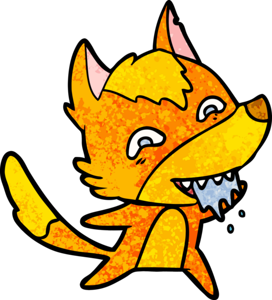 Bir insan tarafından çizilmiş tilki çizgi film karakteri