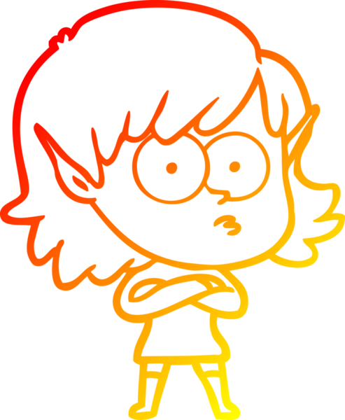 Bir insan tarafından çizilmiş, çizgi film karakteri bir elf kızı çizimi.