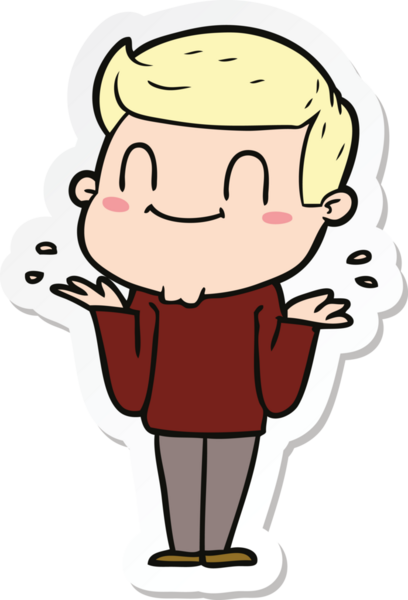 Bir insan tarafından çizilmiş, karikatür dostu bir adamın çıkartması.