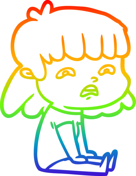 Gökkuşağı gradyan çizimi Bir insan tarafından çizilmiş endişeli bir çizgi kadın