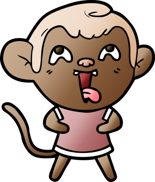 Bir insan tarafından çizilmiş çılgın çizgi film maymunu