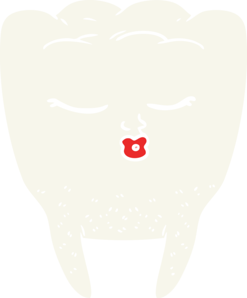 Bir insan tarafından çizilmiş düz renkli çizgi film dişi