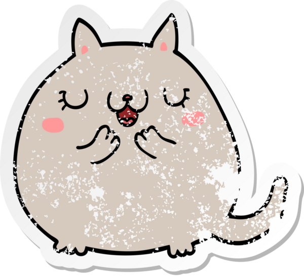 Bir insan tarafından çizilmiş şirin bir kedinin sıkıntılı çıkartması.