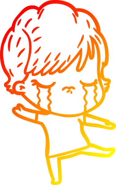 Bir insan tarafından çizilmiş, ağlayan bir çizgi kadın çizimi.