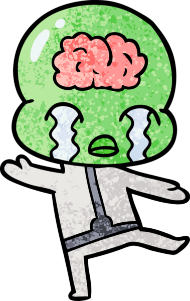 Bir insan tarafından çizilmiş koca beyinli bir uzaylı ağlaması.