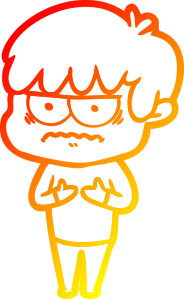 Bir insan tarafından çizilmiş kızgın çizgi film çocuğunun sıcak çizgi çizimi.