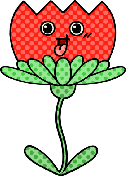 Bir insan tarafından çizilmiş bir çiçeğin karikatürü.