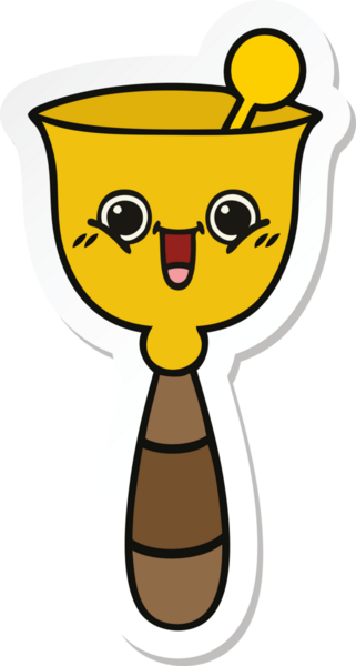 Bir insan tarafından çizilmiş şirin bir okul çanının çıkartması.