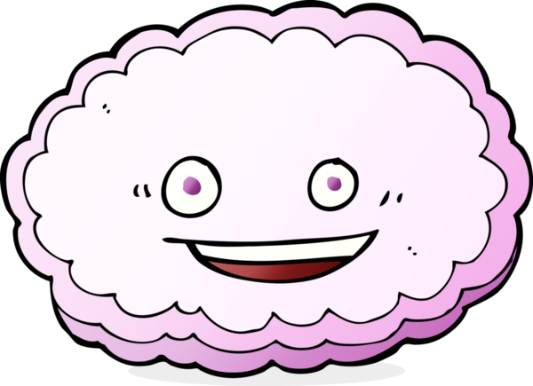 Bir insan tarafından çizilmiş pembe bulutlu çizgi film.