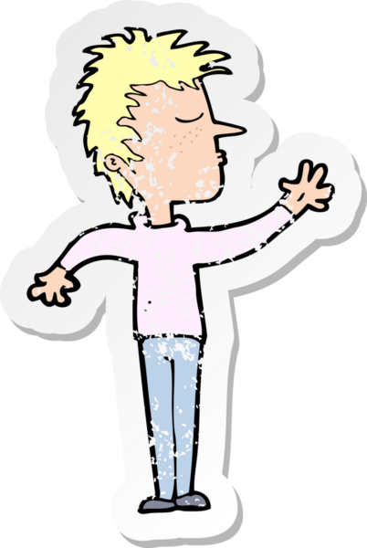 Bir insan tarafından çizilmiş bir karikatürün gerilemiş çıkartması.