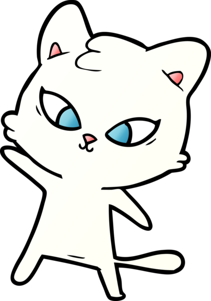Bir insan tarafından çizilmiş sevimli çizgi film kedisi.