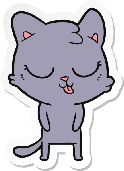 Bir insan tarafından çizilmiş çizgi film kedisinin çıkartması.