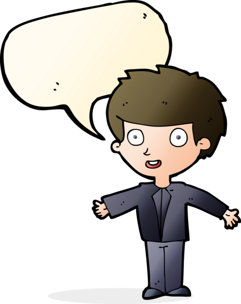 Bir insan tarafından çizilmiş konuşma balonu olan mutlu bir çocuk.