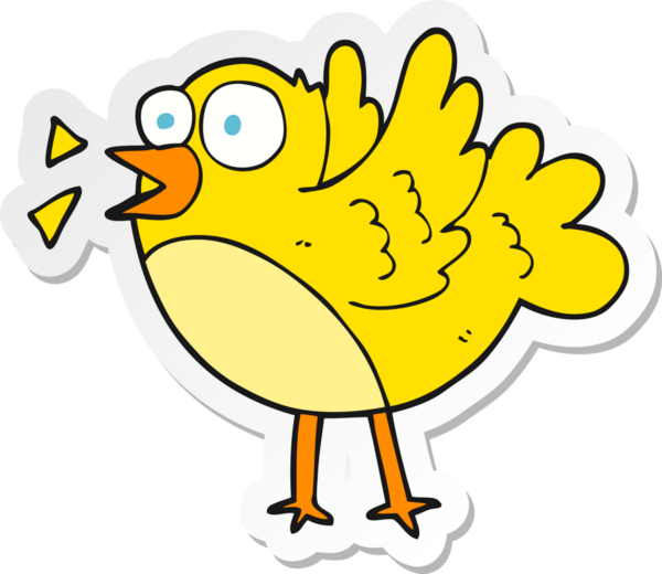 Bir insan tarafından çizilmiş çizgi film kuşunun çıkartması.