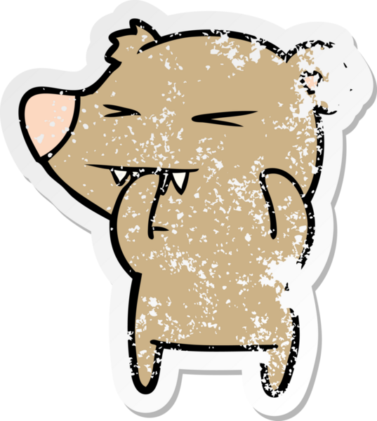 Bir insan tarafından çizilmiş kızgın bir ayı çizgi filminin sıkıntılı çıkartması.