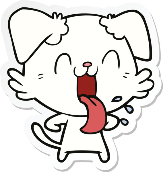 Bir insan tarafından çizilmiş nefes nefese kalmış bir köpeğin çıkartması.