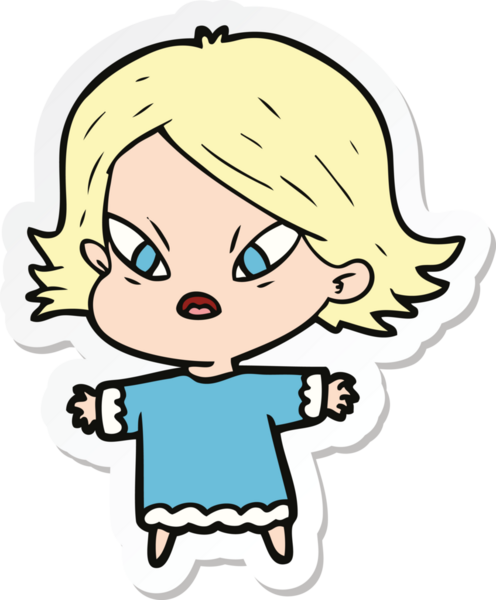 Bir insan tarafından çizilmiş bir karikatür çıkartması.