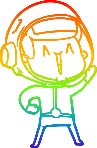 gökkuşağı gradyan çizimi mutlu bir çizgi astronot çizimi bir insan tarafından çizildi