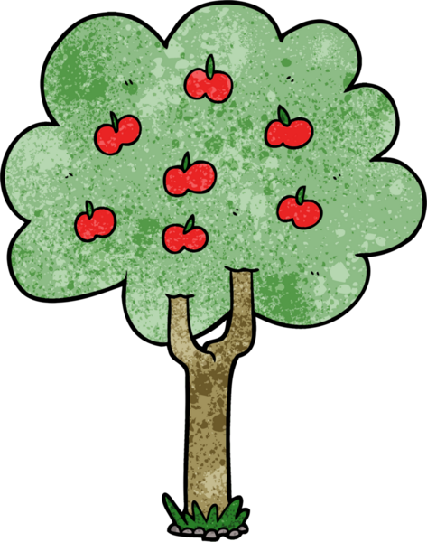bir insan tarafından çizilmiş elma ağacı.