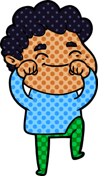 Bir insan tarafından çizilmiş çizgi film dostu bir adam.