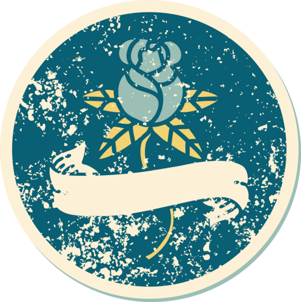 Bir insan tarafından çizilmiş gül ve pankartın sembolik dövmeli görüntüsü