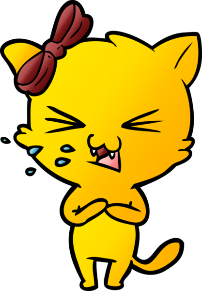 Bir insan tarafından çizilmiş çizgi film kedisi.