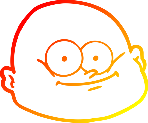 Bir insan tarafından çizilmiş kel bir adamın sıcak çizgi çizimi.