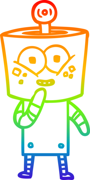 Gökkuşağı gradyan çizimi mutlu çizgi robot kıkırdaması bir insan tarafından çizildi