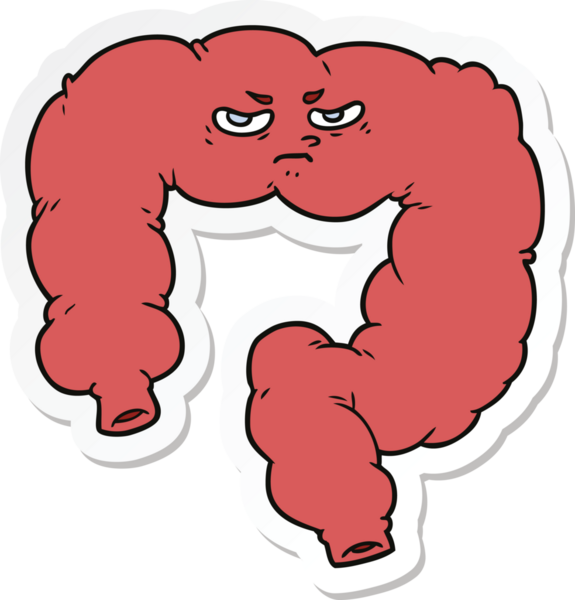 Bir insan tarafından çizilmiş kızgın bağırsağın çıkartması.