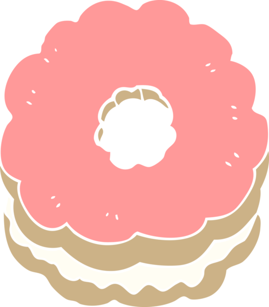 Bir insan tarafından çizilmiş düz renkli çizgi film bisküvisi