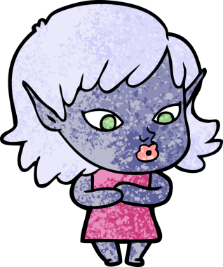 Bir insan tarafından çizilmiş güzel elf kızı.