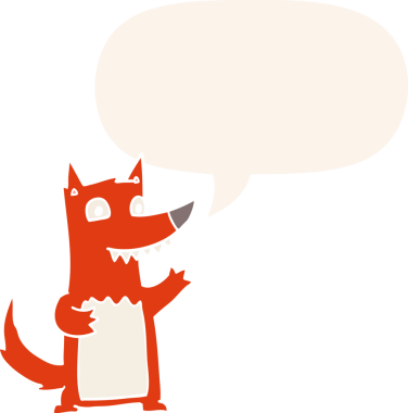 bir insan tarafından çizilmiş, konuşma baloncuklu çizgi film kurdu.