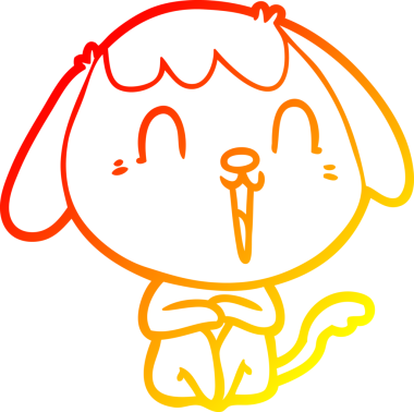 Bir insan tarafından çizilmiş sevimli bir köpeğin sıcak çizgi çizgisi.