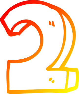 Bir insan tarafından çizilen iki numaralı çizgi filmin sıcak gradyan çizimi