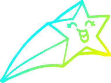 Bir insan tarafından çizilmiş bir çizgi film yıldızının soğuk gradyan çizimi.