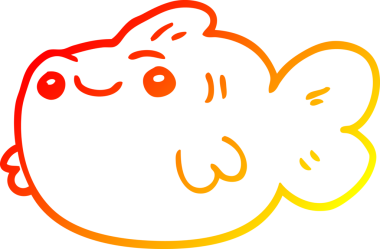 Bir insan tarafından çizilmiş karikatür balığının sıcak çizgi çizimi