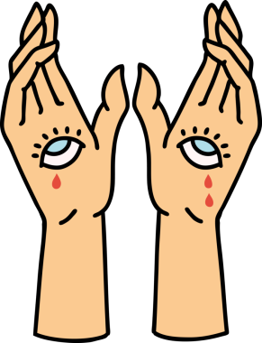 Bir insan tarafından çizilmiş geleneksel mistik el dövmesi.