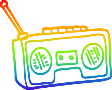 gökkuşağı gradyan çizgi çizimi bir insan tarafından çizilmiş bir radyo oynatıcısı