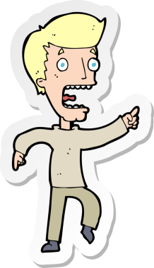 Bir insan tarafından çizilmiş bir karikatürün çıkartması.