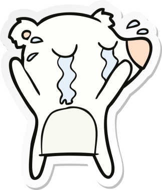 Bir insan tarafından çizilmiş ağlayan kutup ayısının çıkartması.