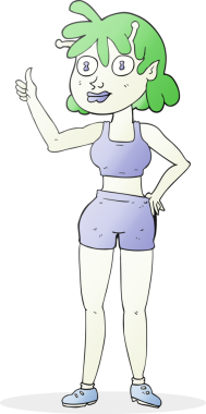 Bir insan tarafından çizilmiş uzaylı spor salonu kızı çizimi.