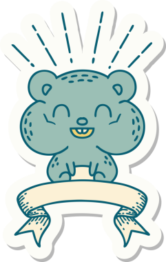 Bir insan tarafından çizilmiş mutlu hamster dövmesi çıkartması.