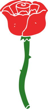 Bir insan tarafından çizilmiş düz renk çizgi film çiçeği