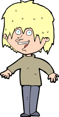 Bir insan tarafından çizilmiş heyecanlı bir çizgi film.