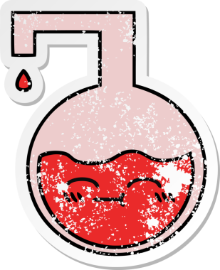 Bir insan tarafından çizilmiş sevimli bir karikatür bilim deneyinin sıkıntılı çıkartması.