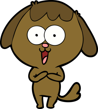 Bir insan tarafından çizilmiş şirin bir çizgi film köpeği.