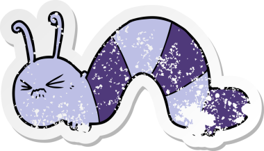 Bir insan tarafından çizilmiş kızgın tırtılın sıkıntılı çıkartması.