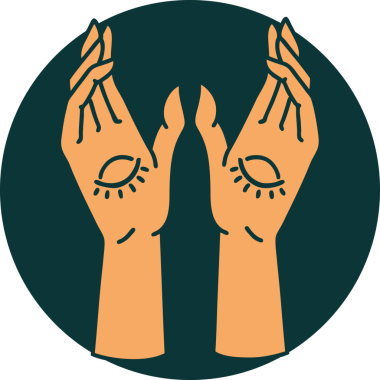 Bir insan tarafından çizilmiş mistik ellerin ikonik dövme şekli